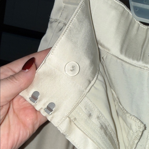 Abercrombie & Fitch Cream Wide Leg Satin Pants - Picture 3 of 9